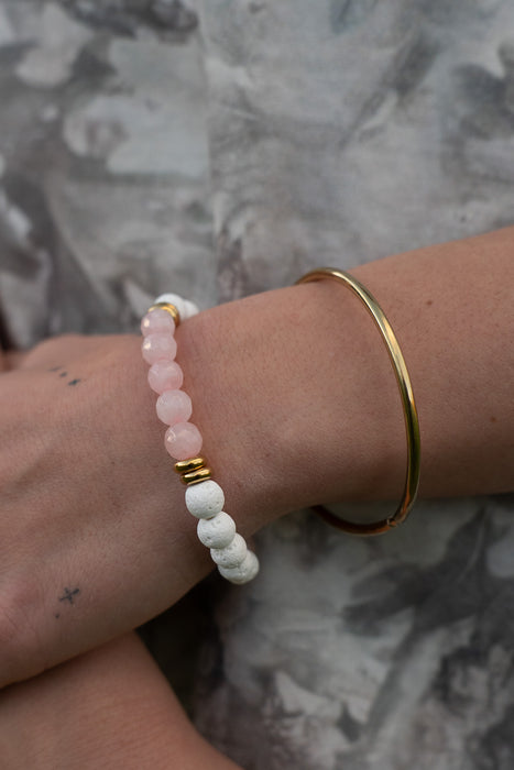 Pink Quartz- Essential Oil Diffusing Bracelet