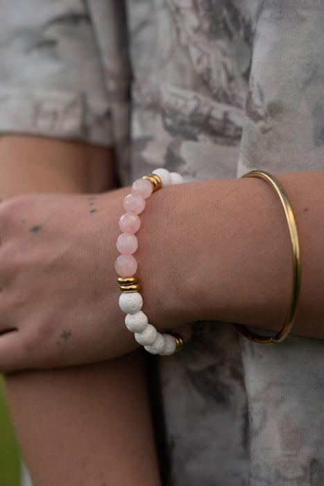 Pink Quartz- Essential Oil Diffusing Bracelet